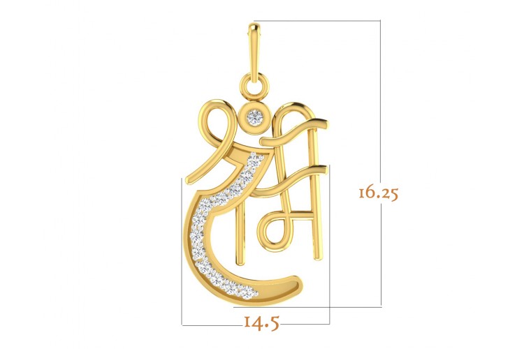 Propitious Shri Ram pendant in gold with diamonds